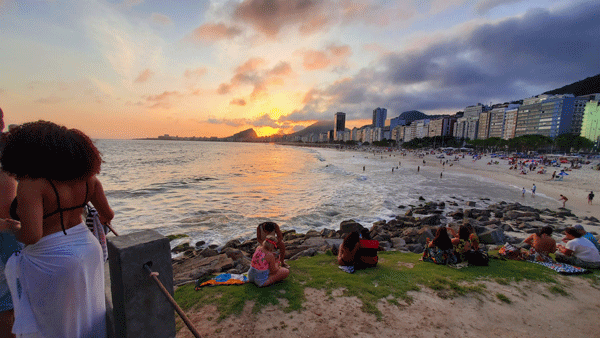 People watching the Sunset at Copacabana Beach