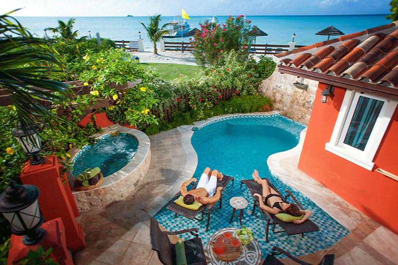 accommodations at sandals resort in antigua