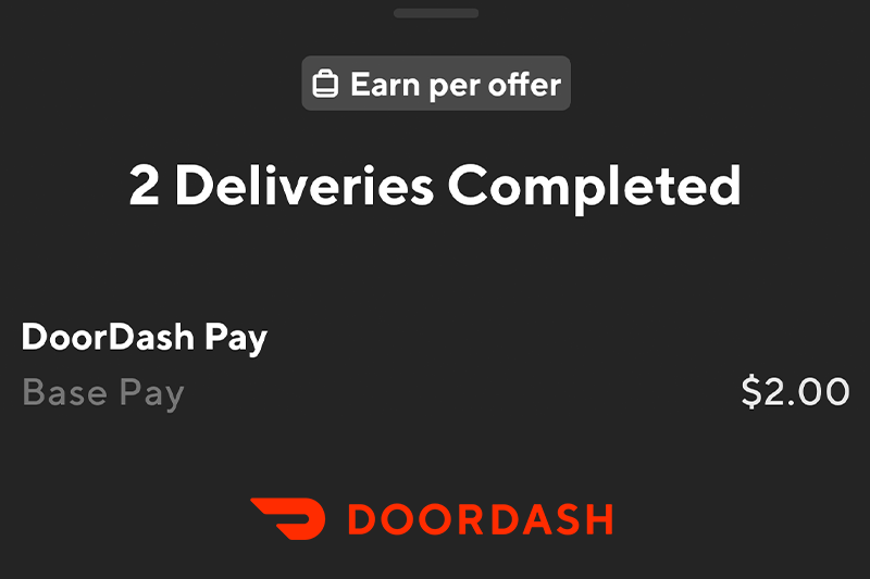 doordash base pay per delivery starts at $1 dollar per delivery. 
